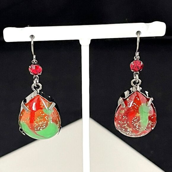 Vintage Earrings Crystal With Lightweight Prong Set Beads Dangle Women's 1H - Picture 3 of 4